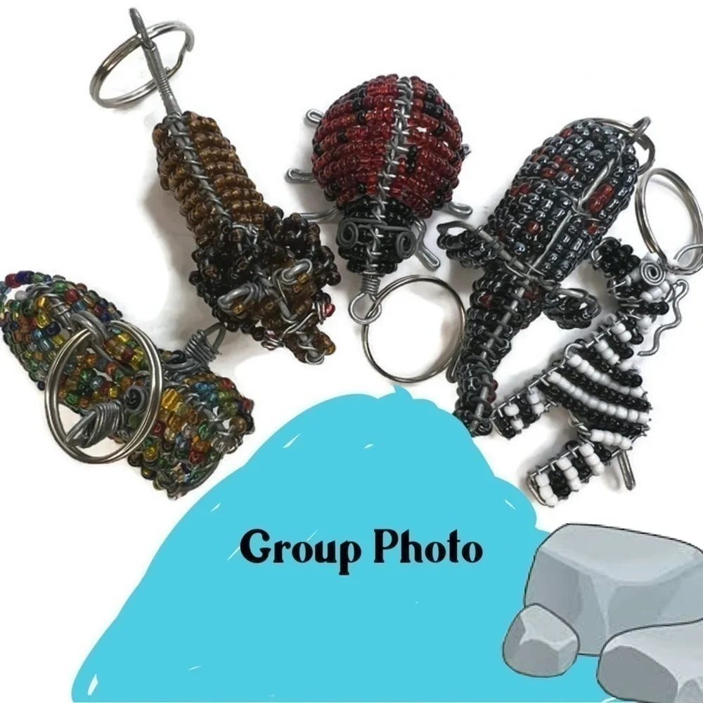 Ladybug Zebra Hippo Elephant Lion Animal Beaded Key Chains Charms Keychains